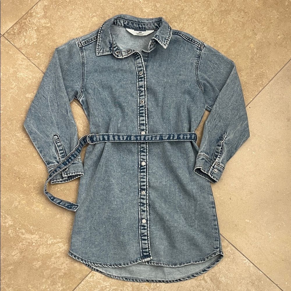 Girl H&M Denim Button-Up Dress with Belt